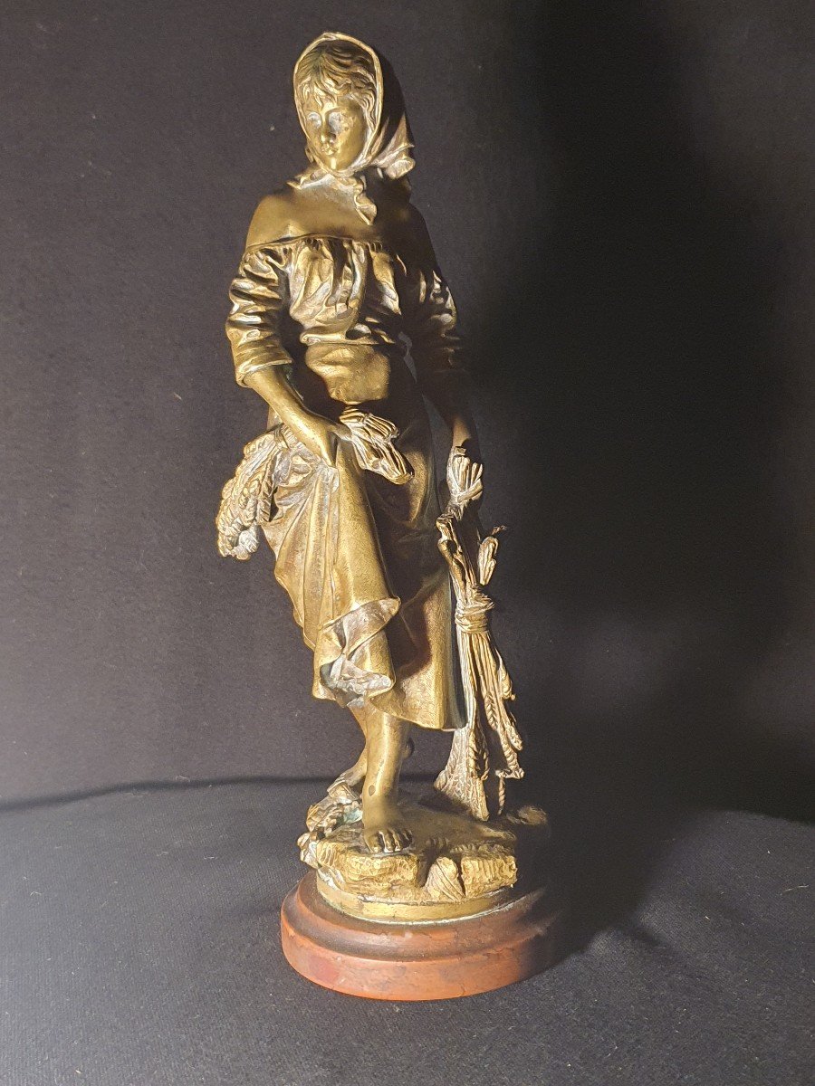 Bronze Sculpture Eutrope Bouret, Jeune Fille. -photo-2