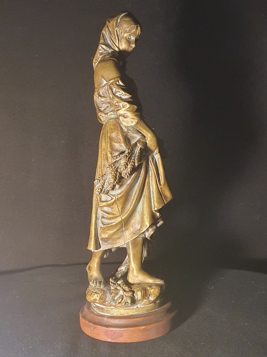 Bronze Sculpture Eutrope Bouret, Jeune Fille. -photo-2