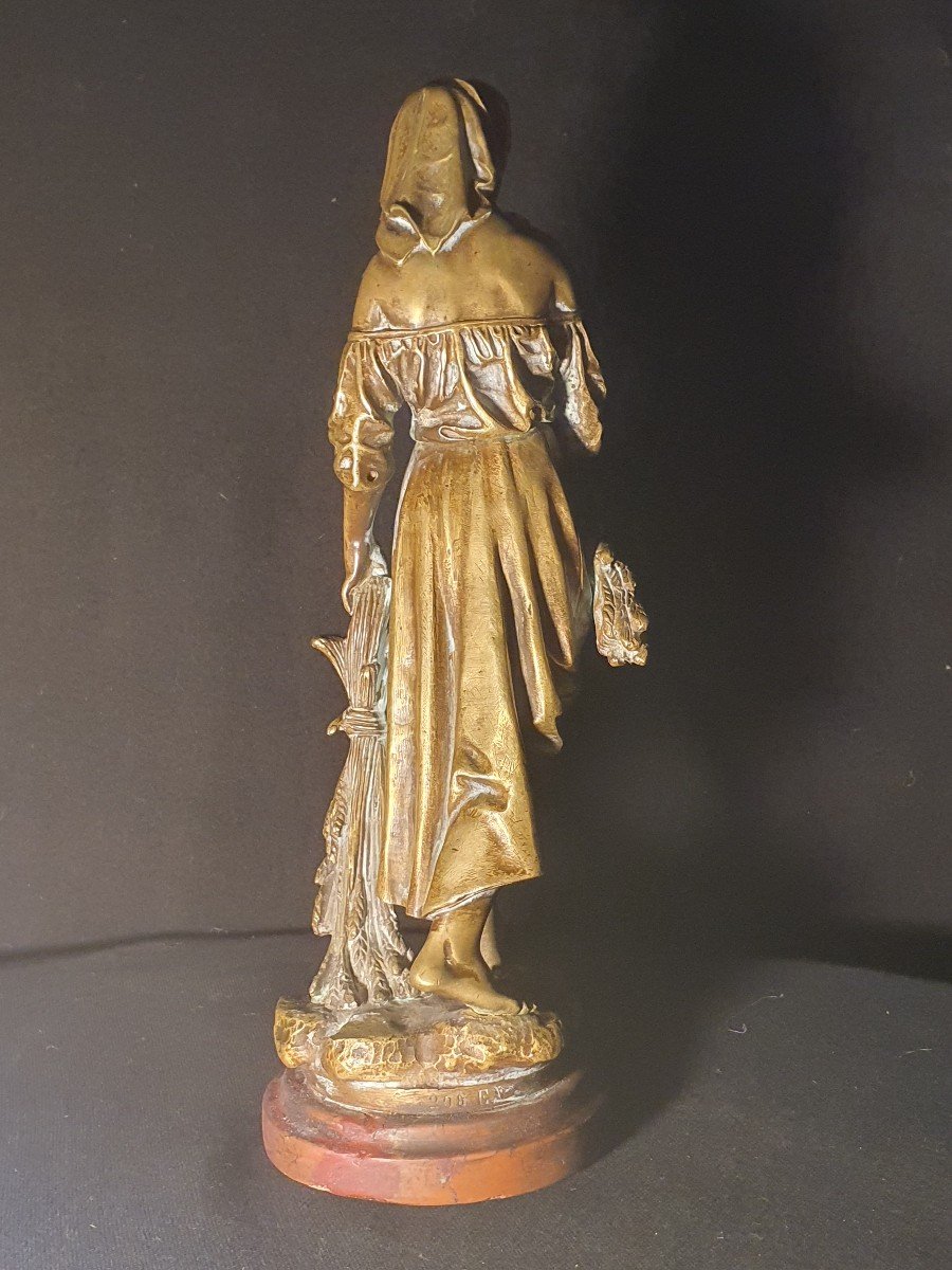 Bronze Sculpture Eutrope Bouret, Jeune Fille. -photo-3