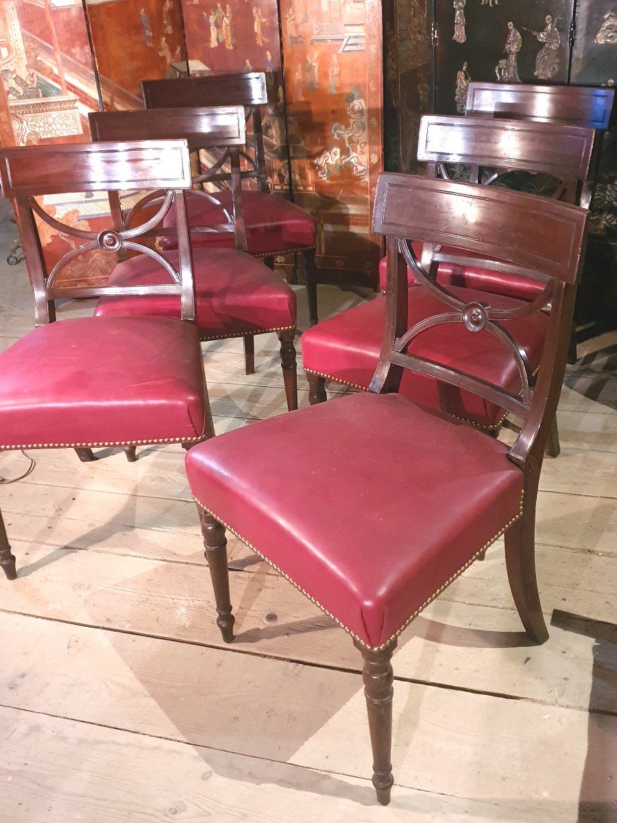 Six Mahogany Chairs Directoire Period Esprit Jacob.-photo-2