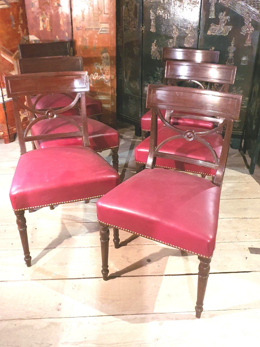 Six Mahogany Chairs Directoire Period Esprit Jacob.-photo-3