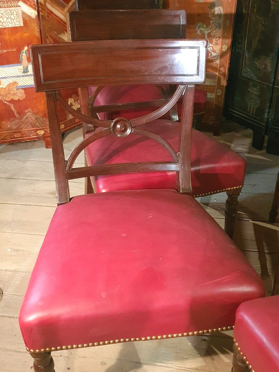 Six Mahogany Chairs Directoire Period Esprit Jacob.-photo-2