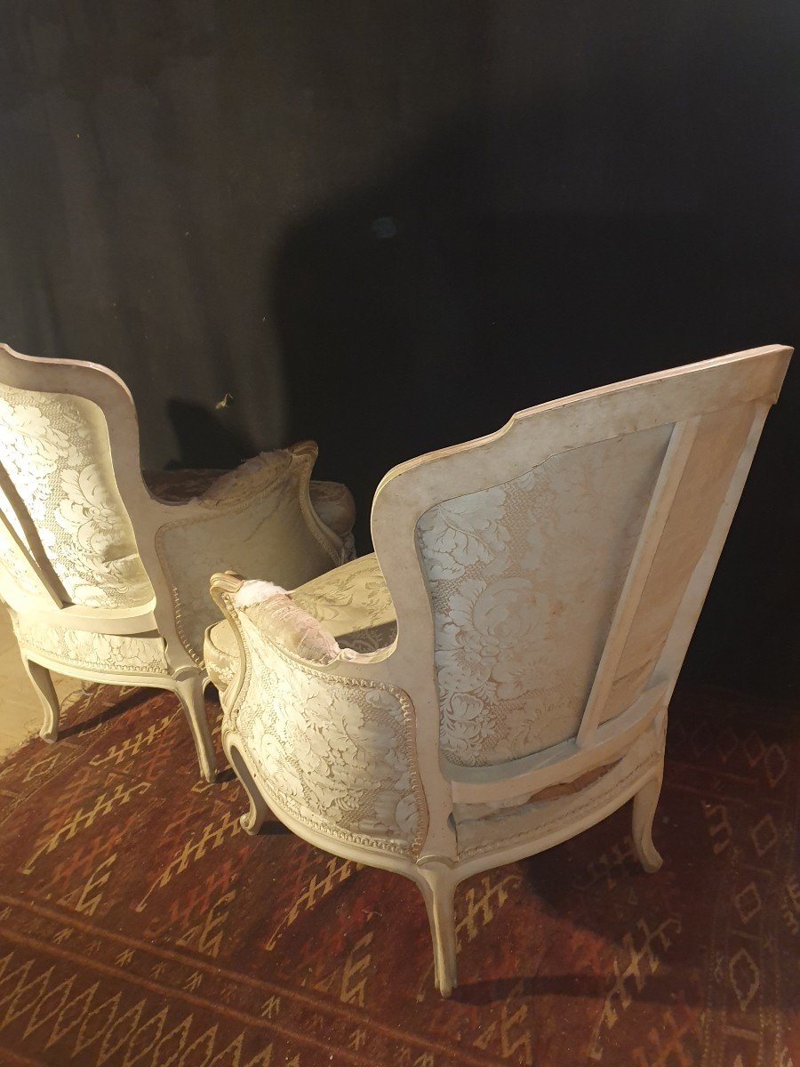 Pair Of Armchairs, Louis XV Style Bergeres.-photo-2