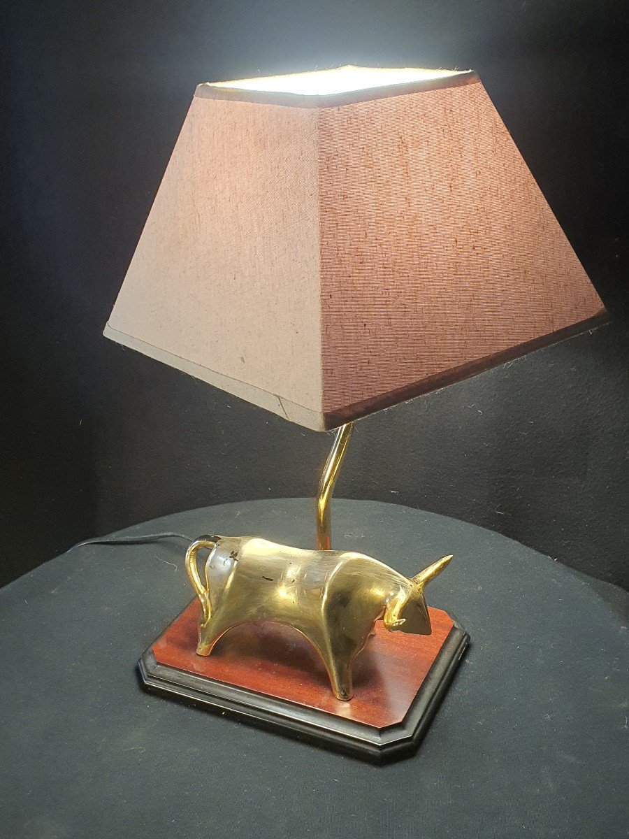 Lampe Taureau Bronze Doré Esprit Brancusi.-photo-2