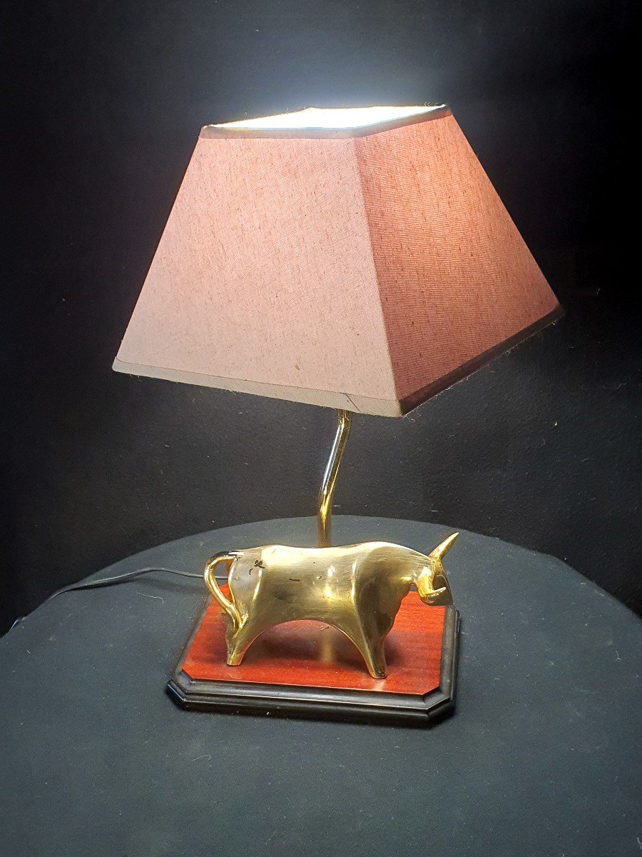 Lampe Taureau Bronze Doré Esprit Brancusi.
