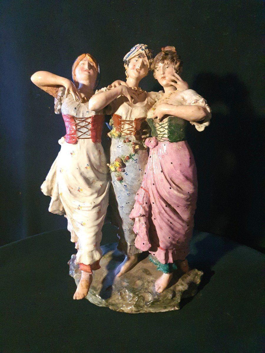 Sculpture Italy Young Girls, Art Deco.-photo-2