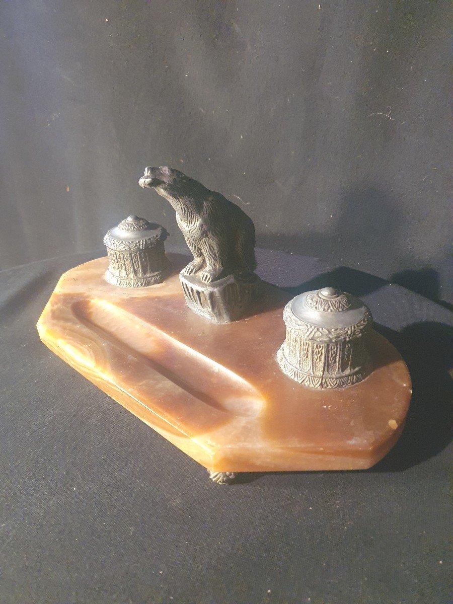 Art Deco Inkwell, Animal Subject Seal.sea Lion.-photo-3