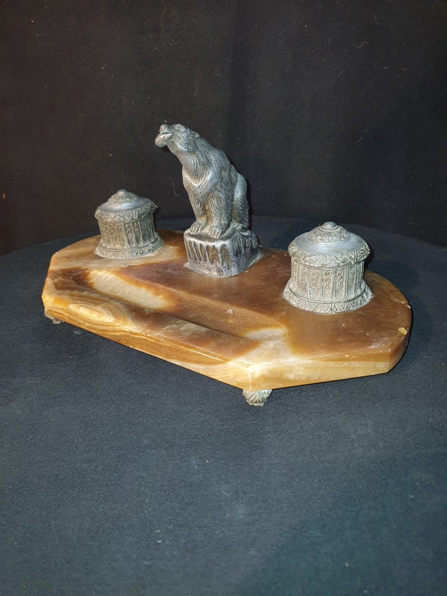 Art Deco Inkwell, Animal Subject Seal.sea Lion.-photo-2