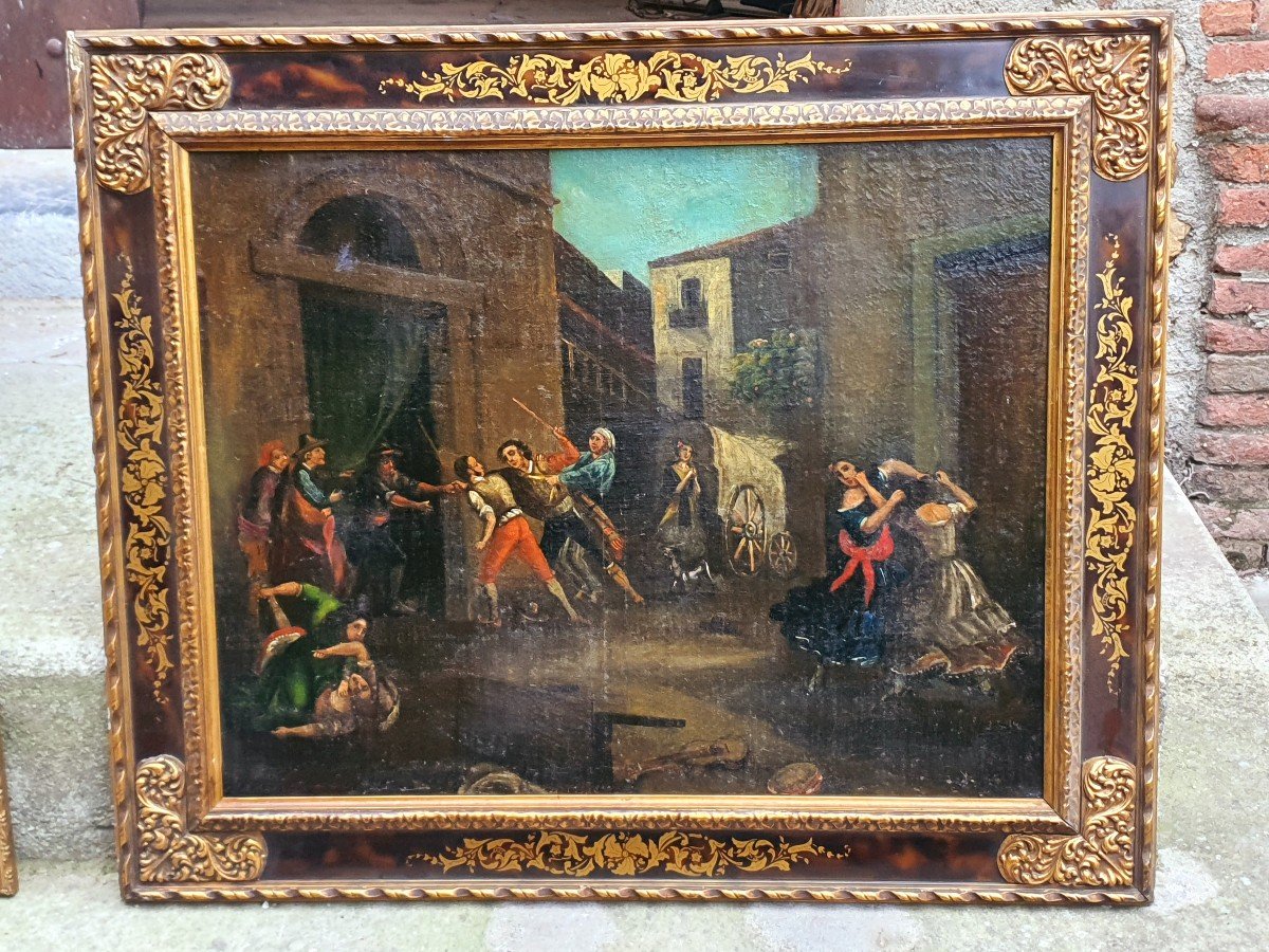 Painting Scene D Inn Italy, Spain Spirit F Goya.-photo-1