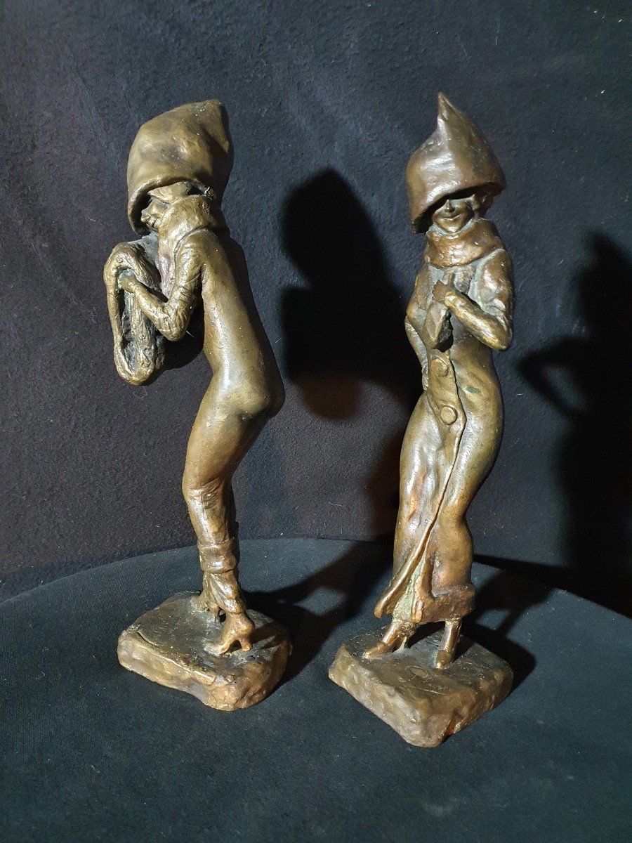 Paire De Sculptures Bronze Art Déco, Perrin. 