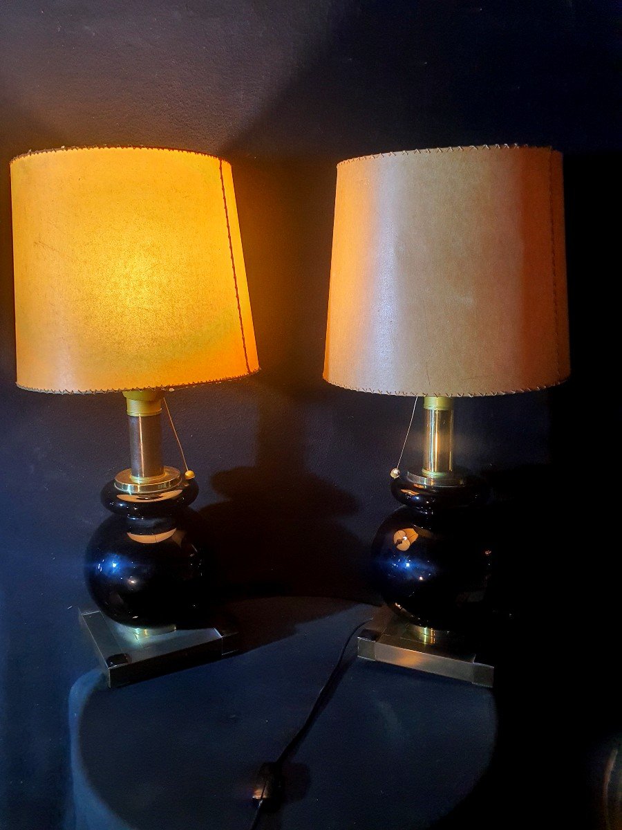 Pair Of Vintage Lumica Lamps Willy Rizzo Taste.-photo-1