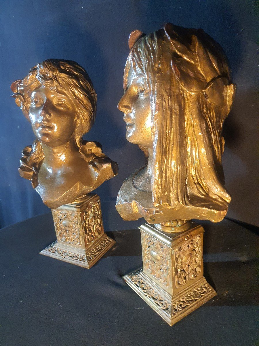 Pair Of Terracotta Busts Taste E Villanis.-photo-2