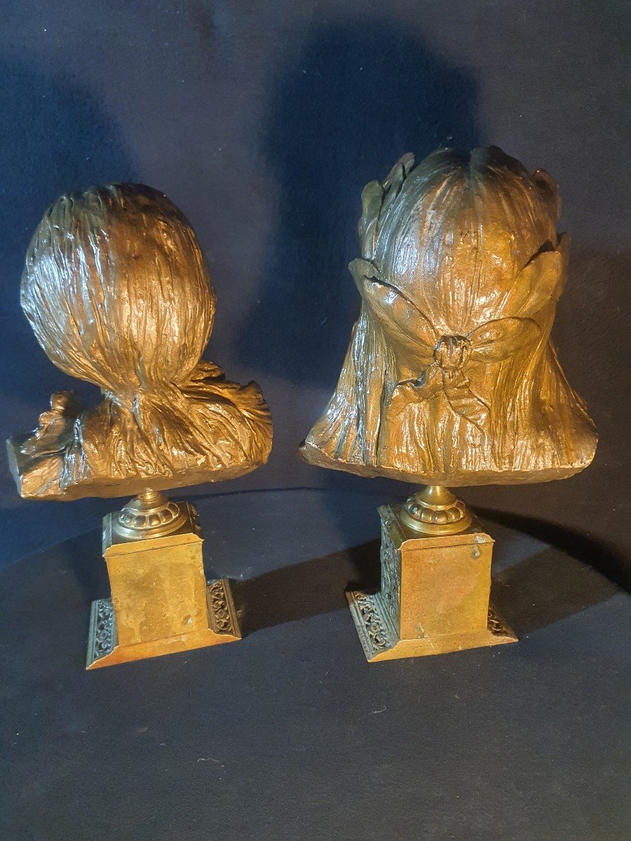 Pair Of Terracotta Busts Taste E Villanis.-photo-1