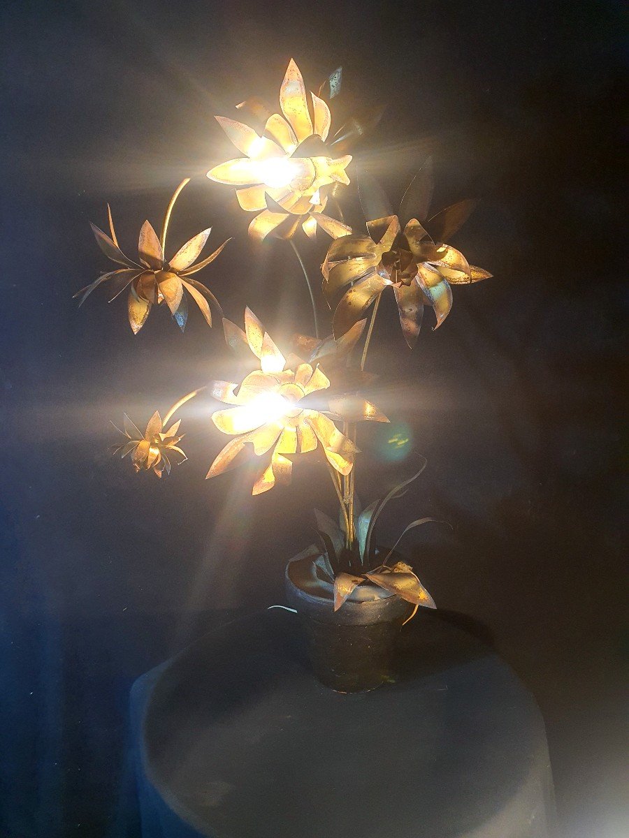 Lampe Fleurs Vintage Maison Jansen.-photo-1
