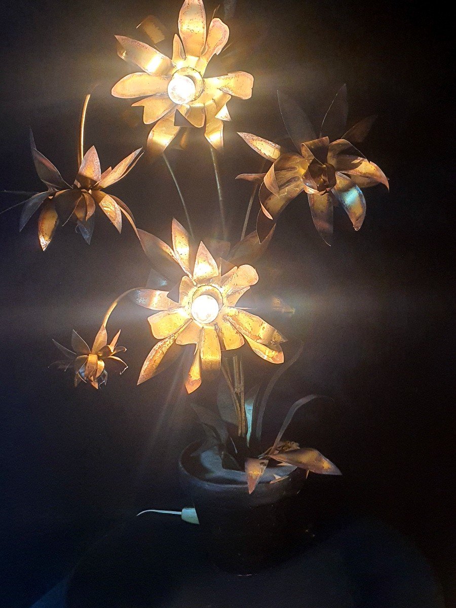 Lampe Fleurs Vintage Maison Jansen.-photo-3
