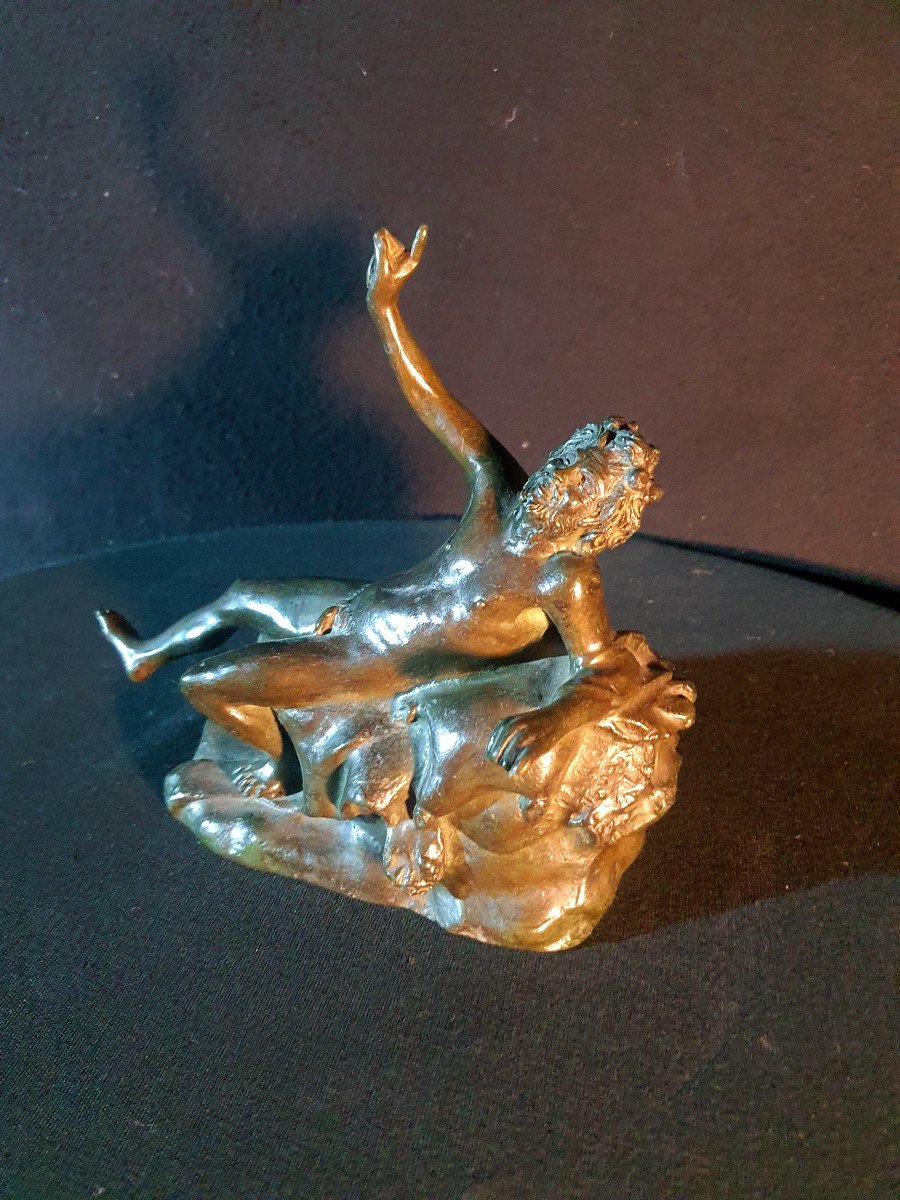 Bronze Drunk Satyr XVIII, XIX Century.-photo-3