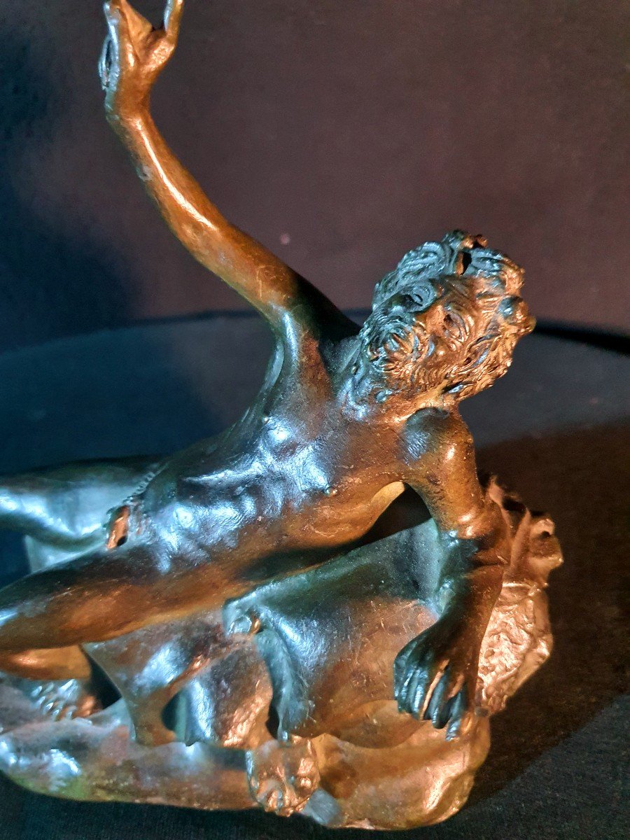 Bronze Drunk Satyr XVIII, XIX Century.-photo-3