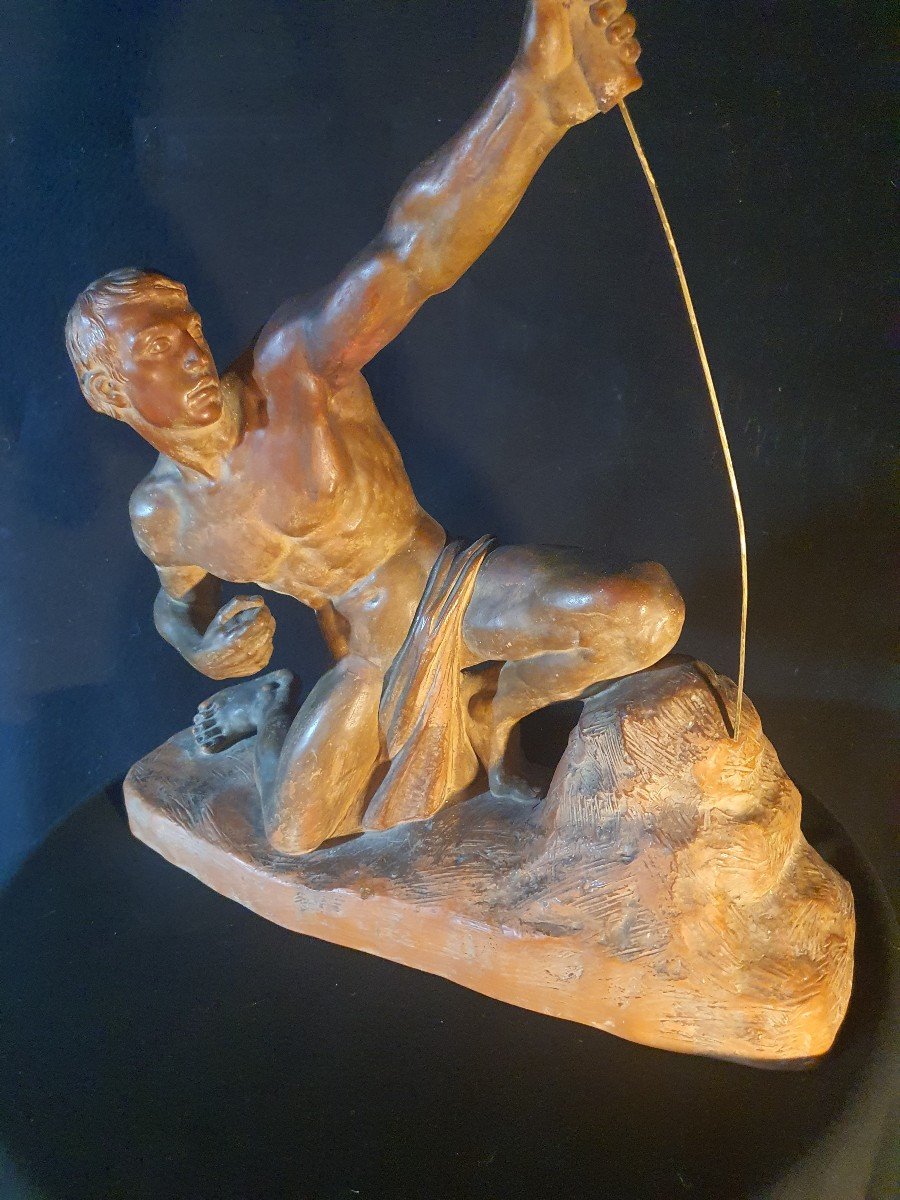 Terracotta Sculpture, The Archer, Art Deco G Gori.-photo-3