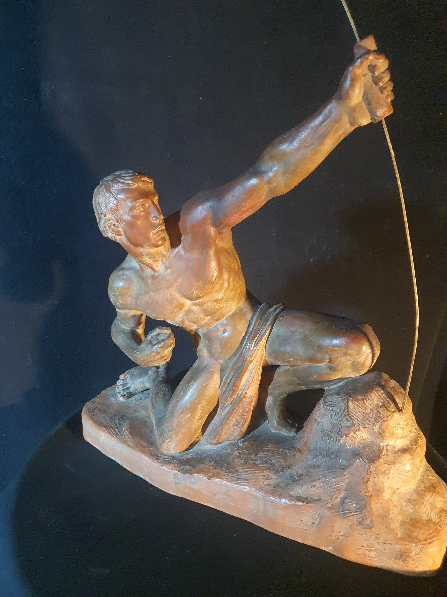 Terracotta Sculpture, The Archer, Art Deco G Gori.-photo-1