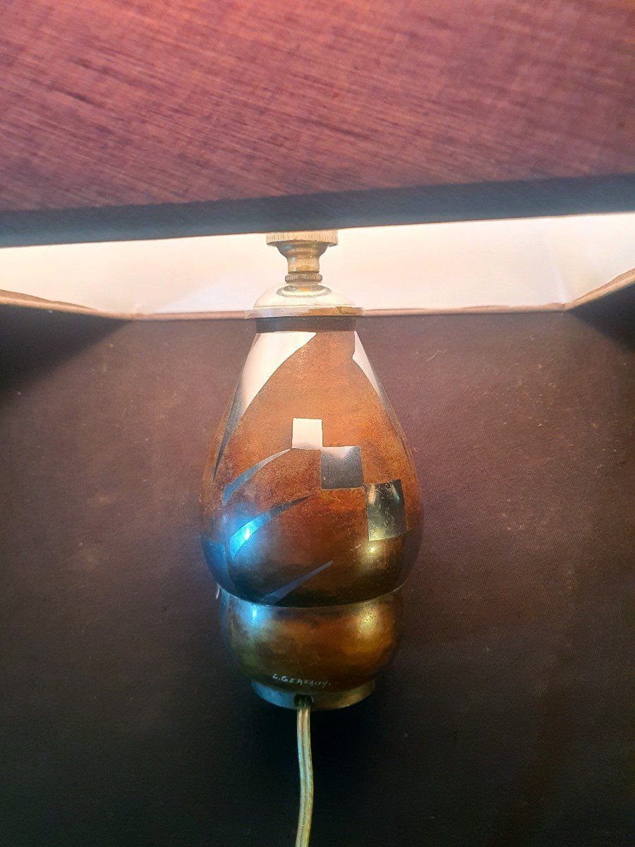 Lampe Art Déco   Dinanderie Lucien Gerfaux .-photo-2