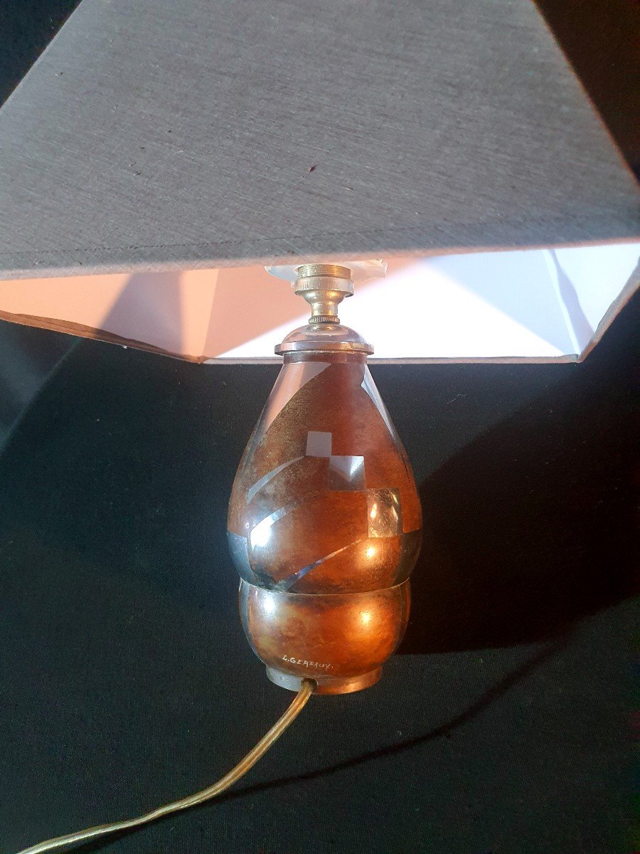 Lampe Art Déco   Dinanderie Lucien Gerfaux .
