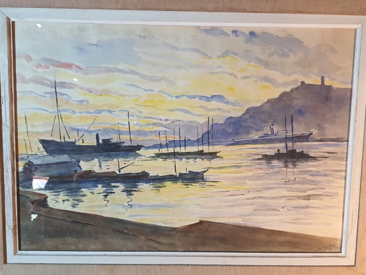 Tableau Marine Marseille,  A Guérin. -photo-4