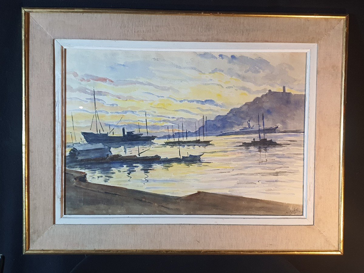 Tableau Marine Marseille,  A Guérin. 
