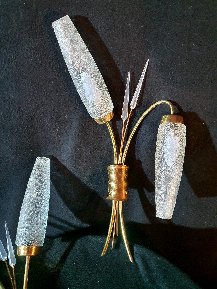 Pair Of Vintage Arlus Reed Sconces, Lunel.-photo-1