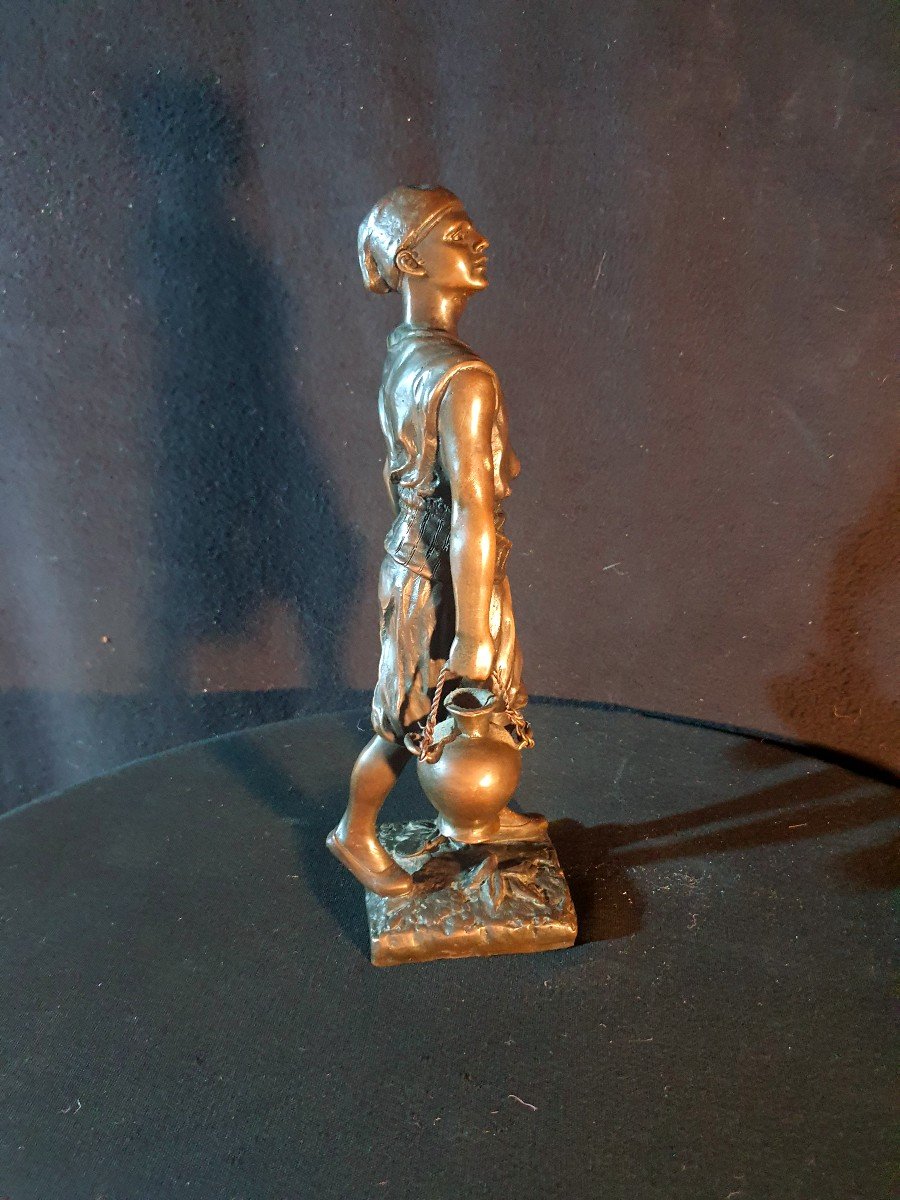 Sculpture Bronze Orientaliste Le Porteur D Eau M Début.-photo-3
