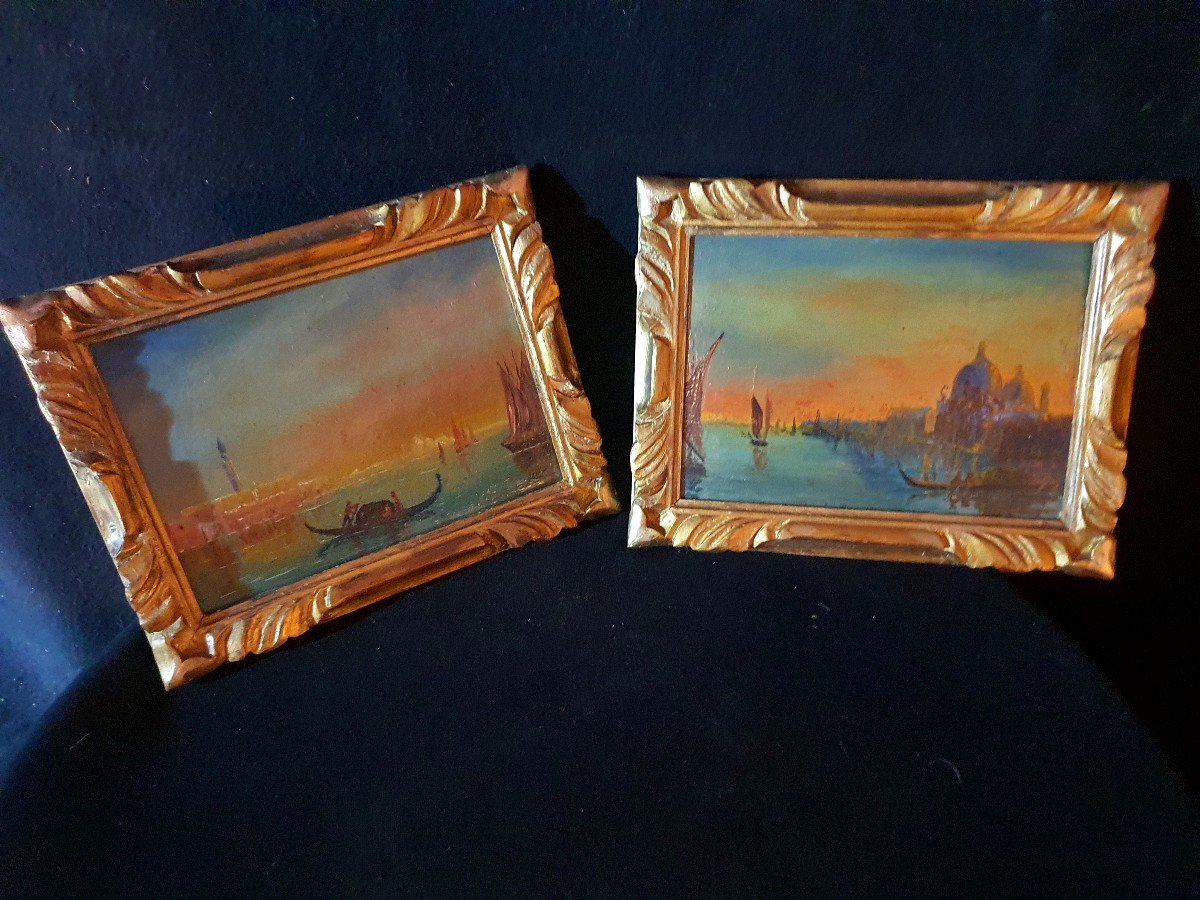 Paire De Tableaux Marine Venise -photo-3