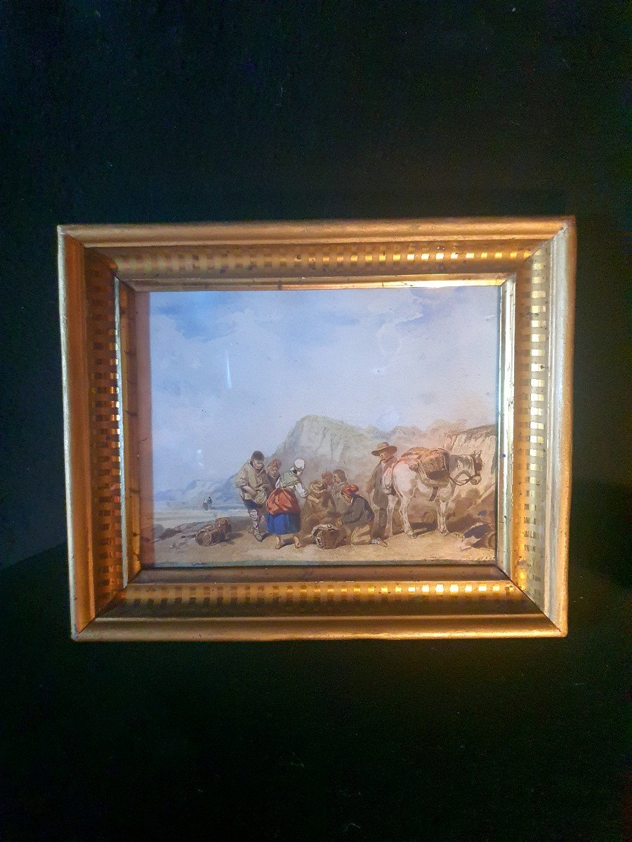 Gouache Aquarelle Marine Auguste Delacroix. -photo-2