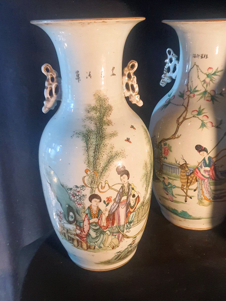 Series Of Three Vases China XIX Century Qing.-photo-2