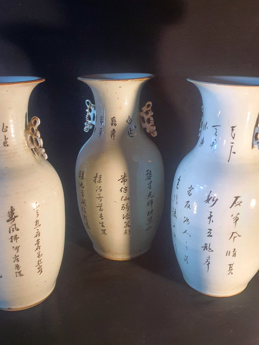 Série De Trois Vases Chine XIX Siècle Qing .-photo-4