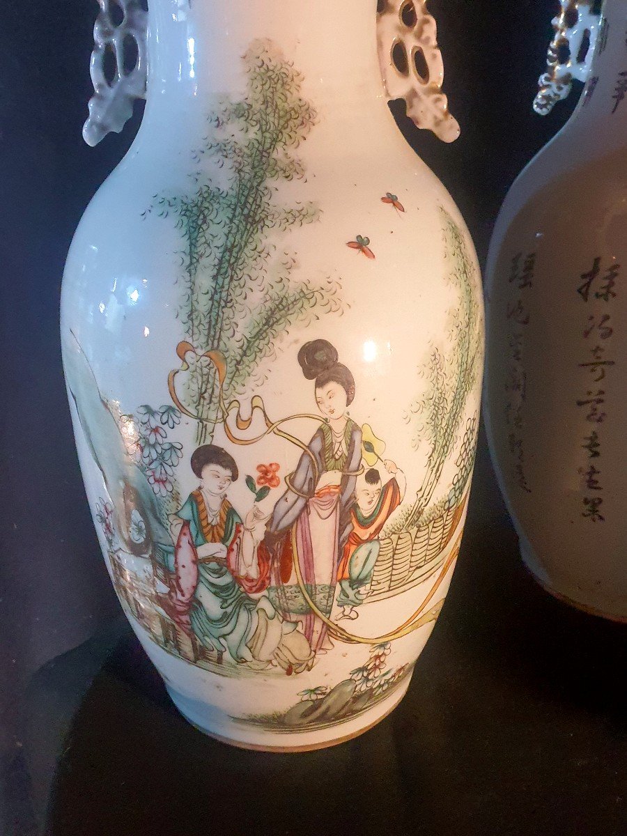 Series Of Three Vases China XIX Century Qing.-photo-3