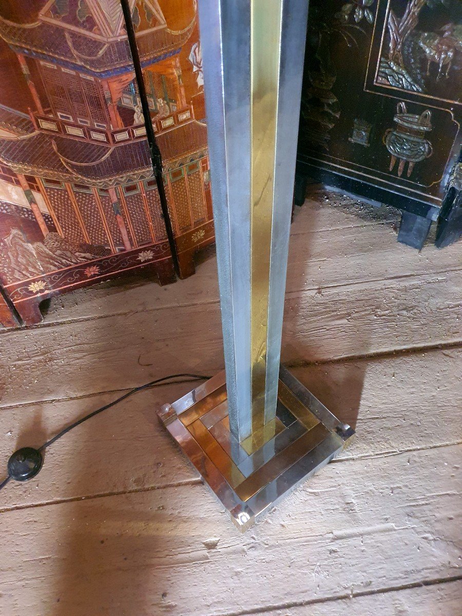Chrome And Gold Floor Lamp Willy Rizzo.-photo-4