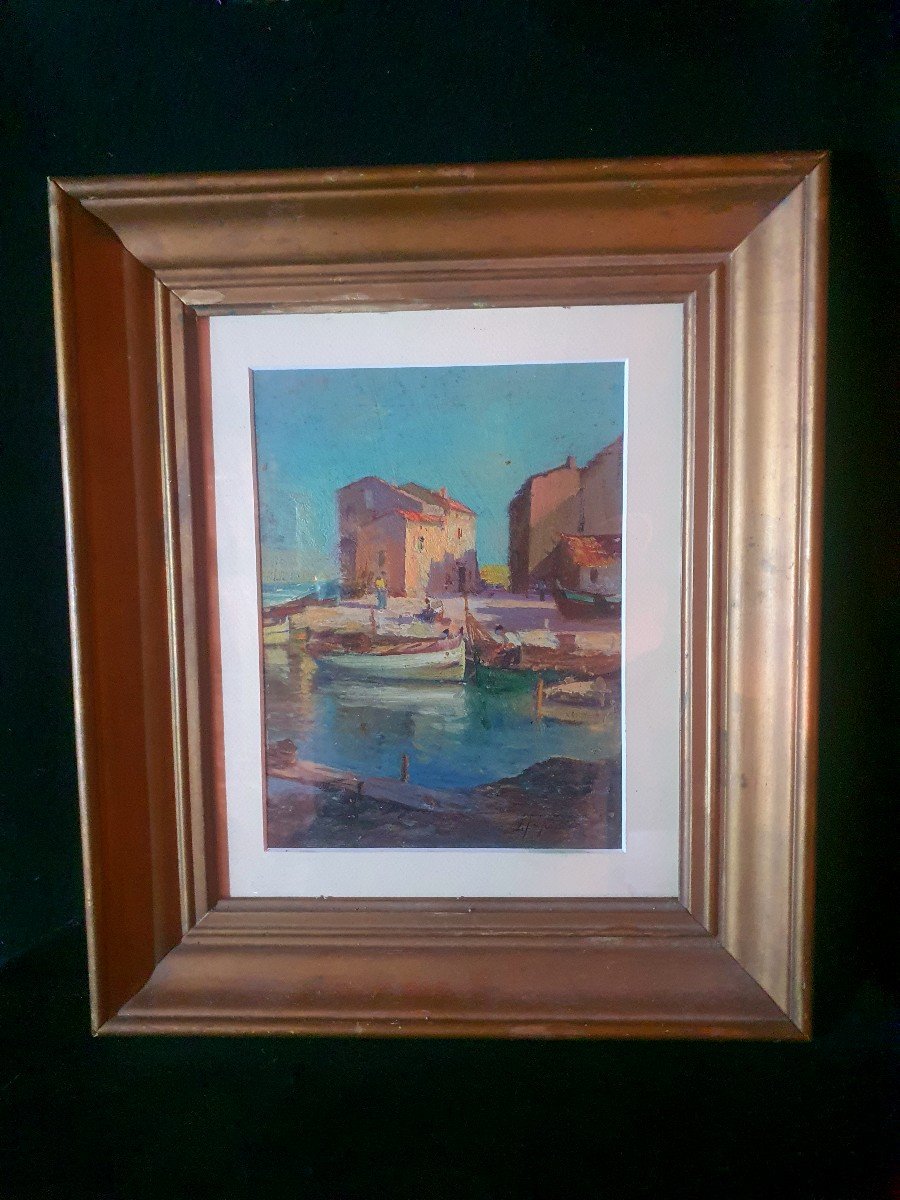 Tableau Port Du Midi, côte  azur,Louis Tapissier.-photo-2