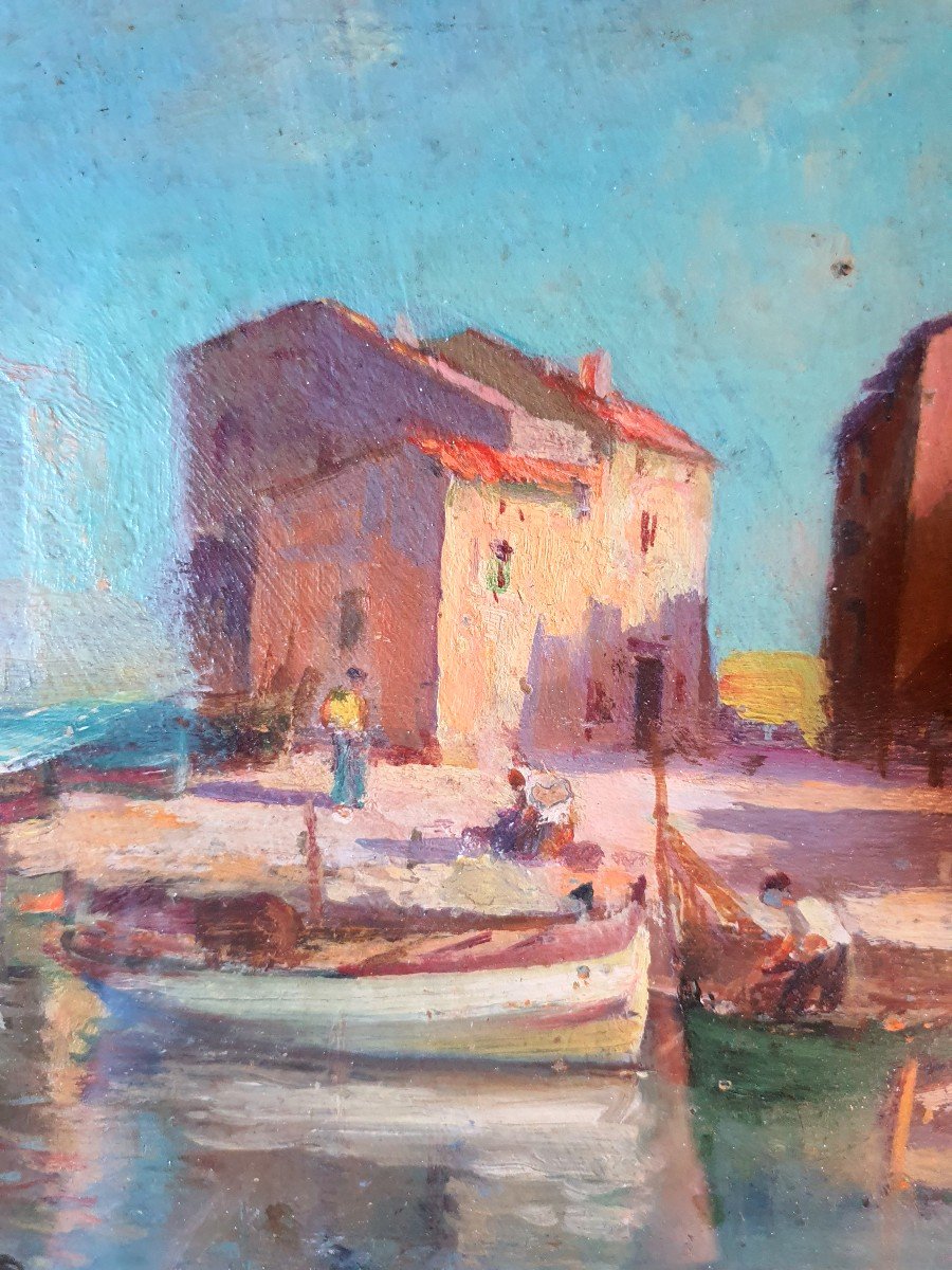 Painting Port Du Midi, French Riviera, Louis Tapissier.-photo-3