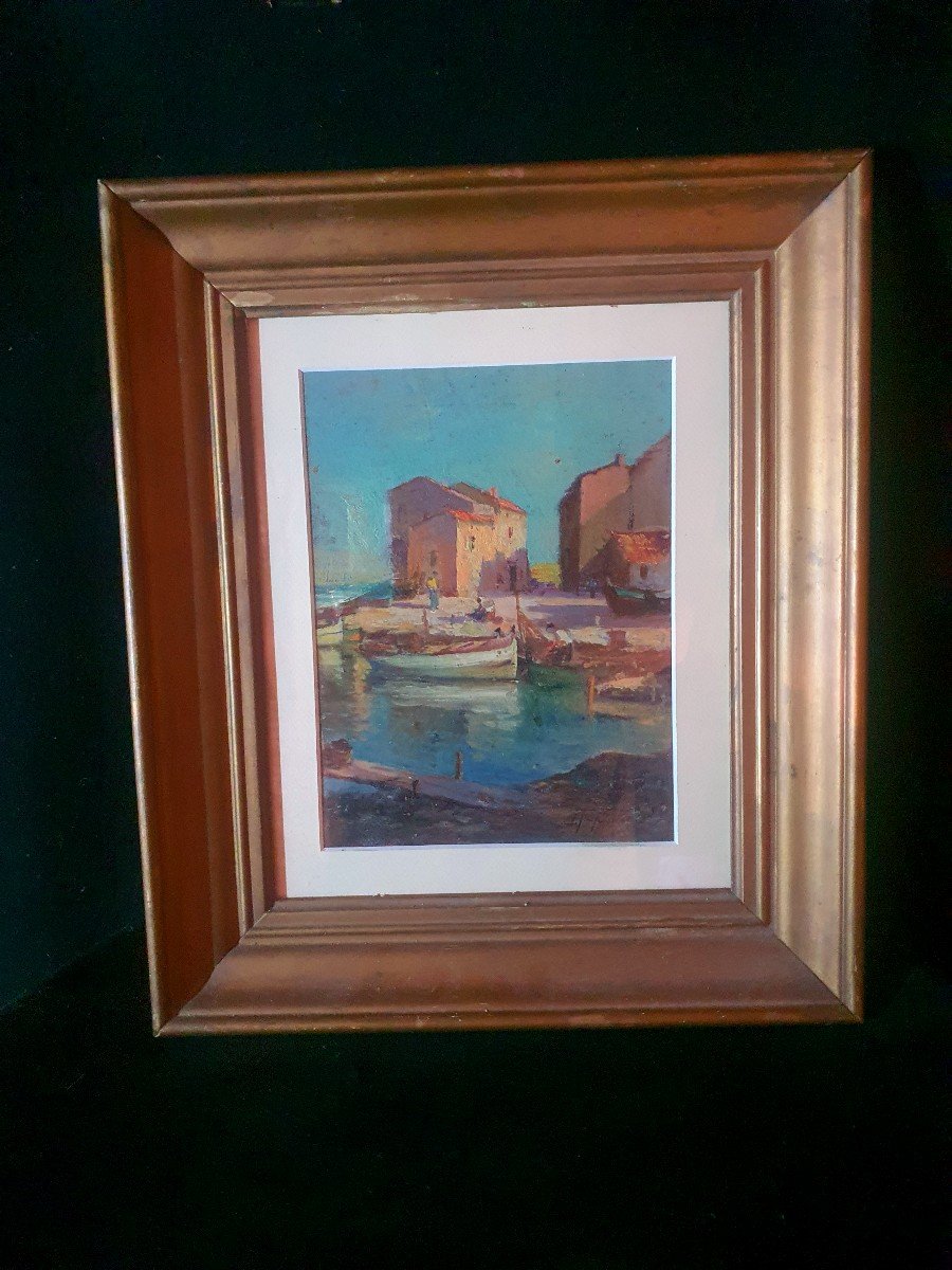 Painting Port Du Midi, French Riviera, Louis Tapissier.