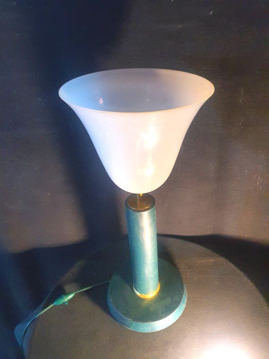 Art Deco Leather Lamp Le Tanneur Mazda.-photo-1