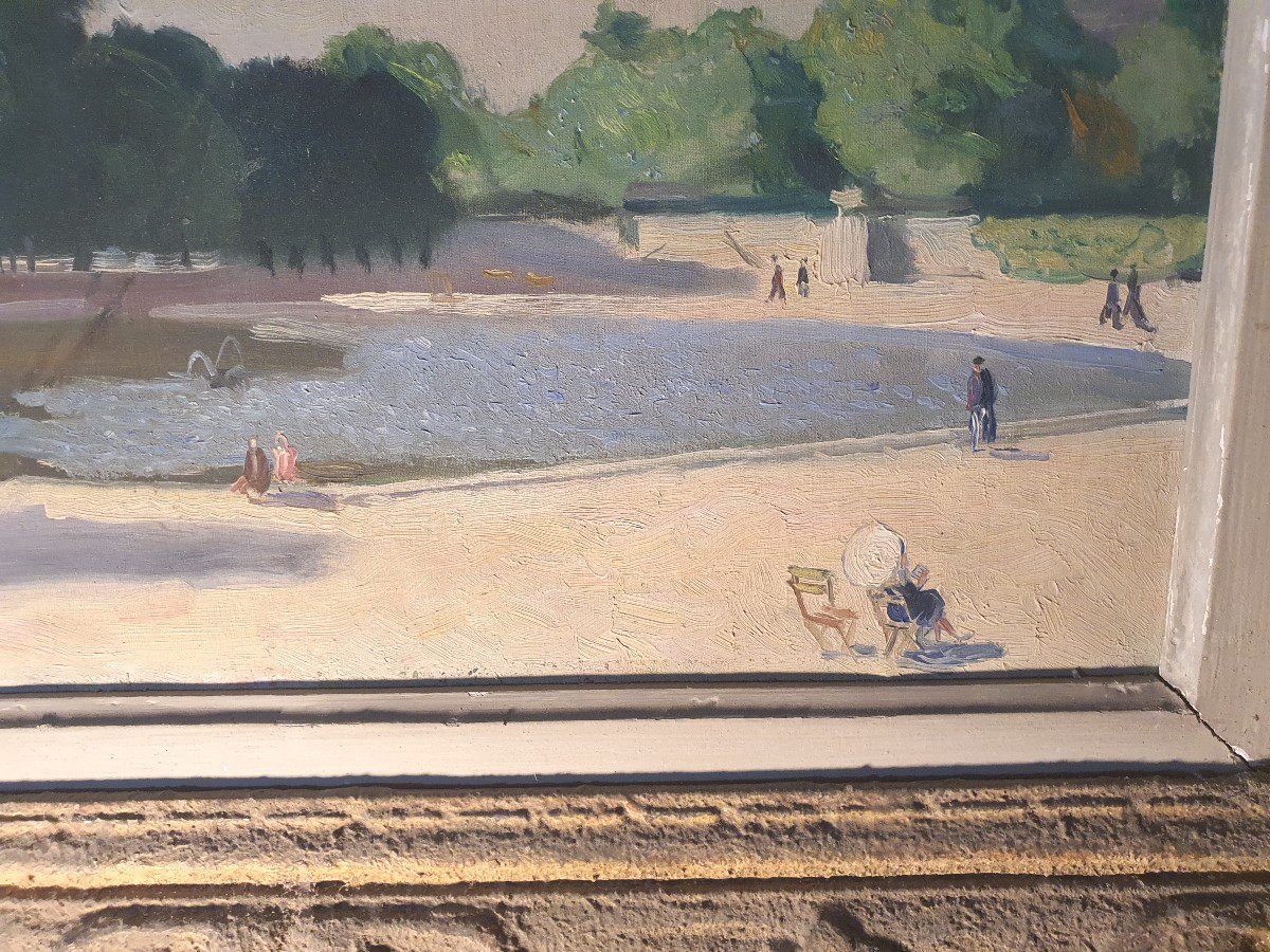 Art Deco Painting Luxembourg Garden Willem Van Hasselt.-photo-4