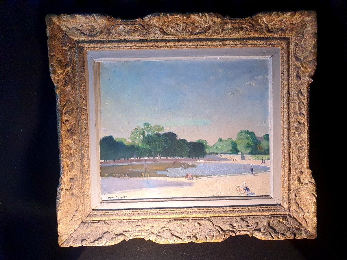 Art Deco Painting Luxembourg Garden Willem Van Hasselt.