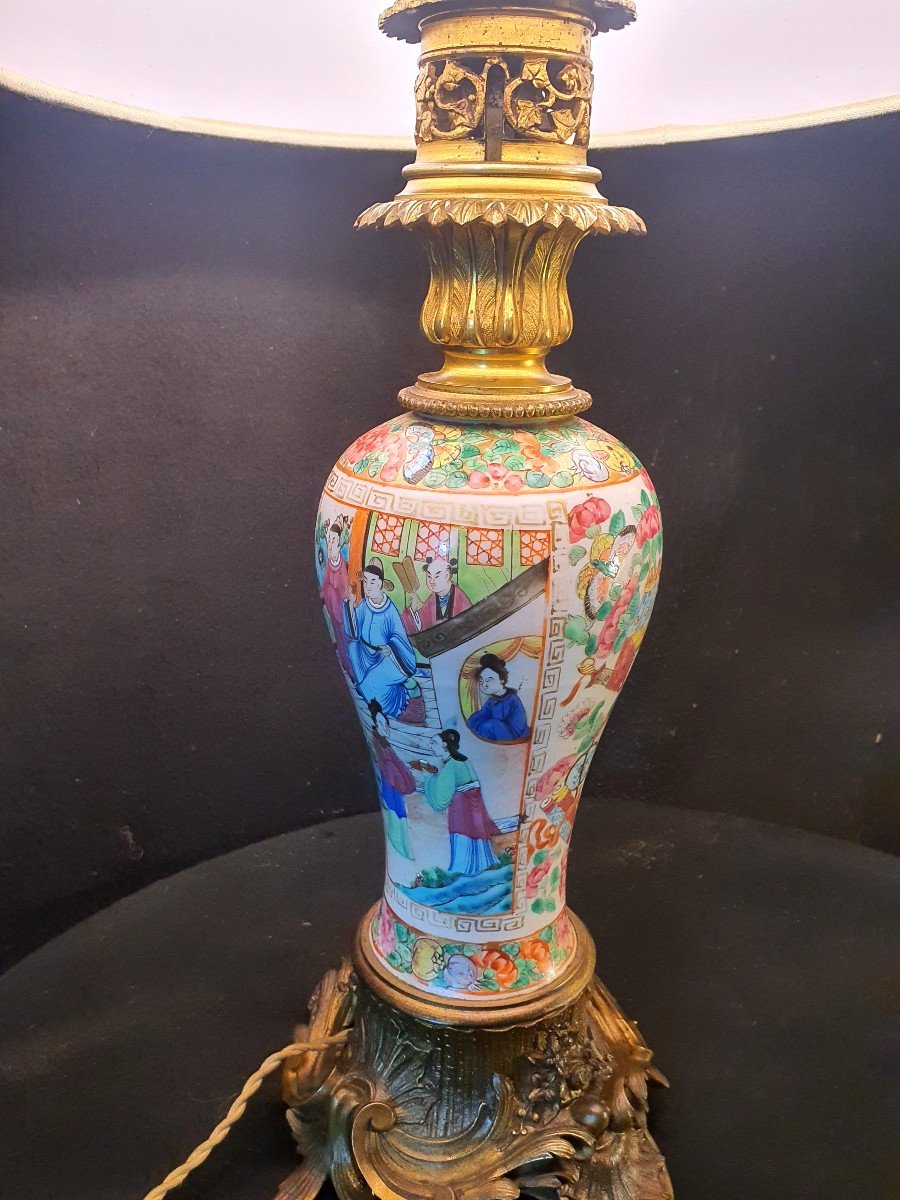 Lampe Porcelaine Chine Canton Napoléon III. -photo-3