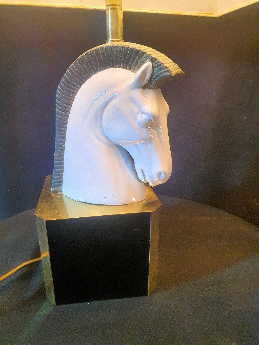 Lampe Vintage Céramique Au Cheval. -photo-3