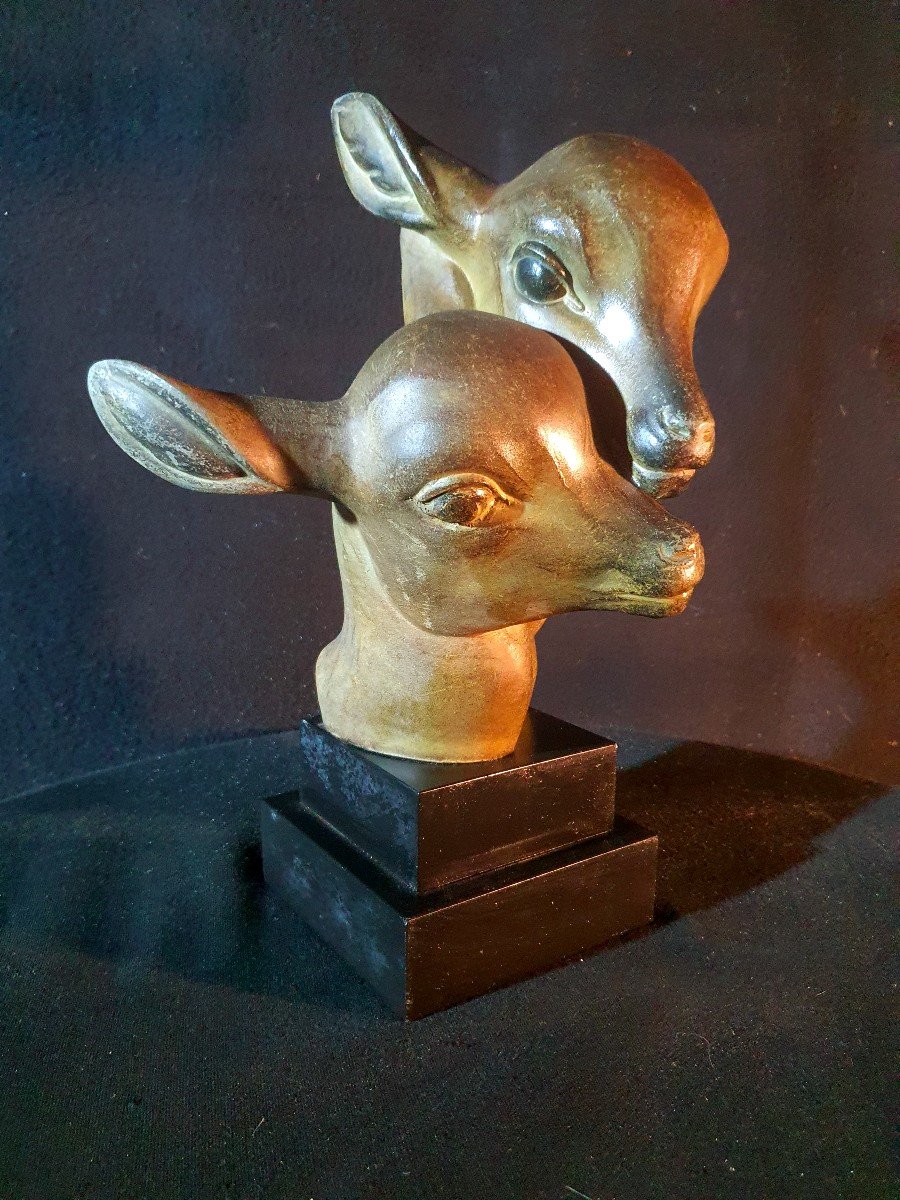 Art Deco Sculpture, Deer, M Leducq.-photo-4