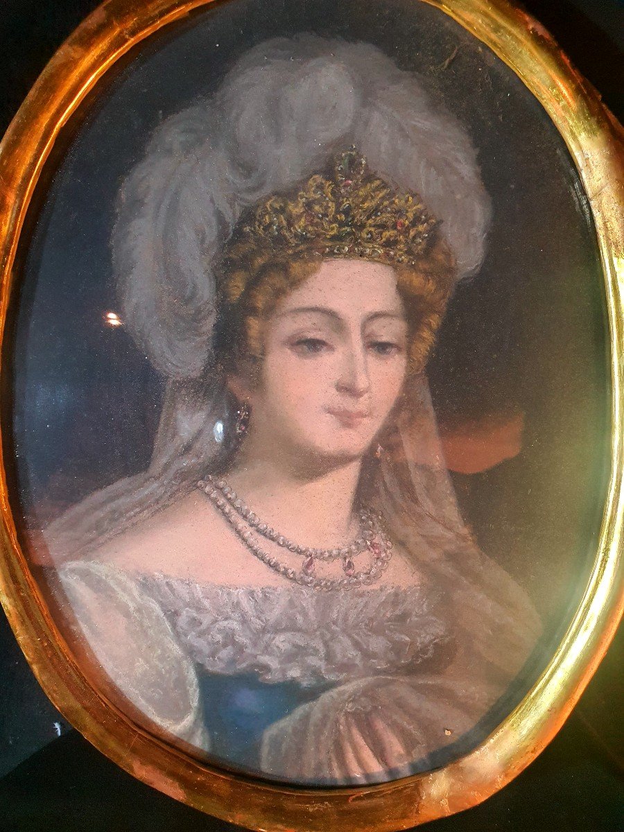 Pastel Portrait XVIII Siècle, Jeune Femme Princesse. -photo-2