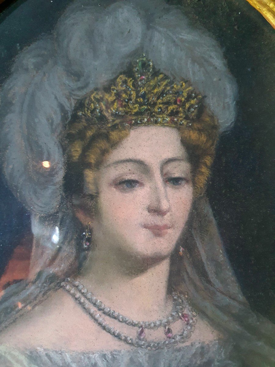 Pastel Portrait XVIII Siècle, Jeune Femme Princesse. -photo-3