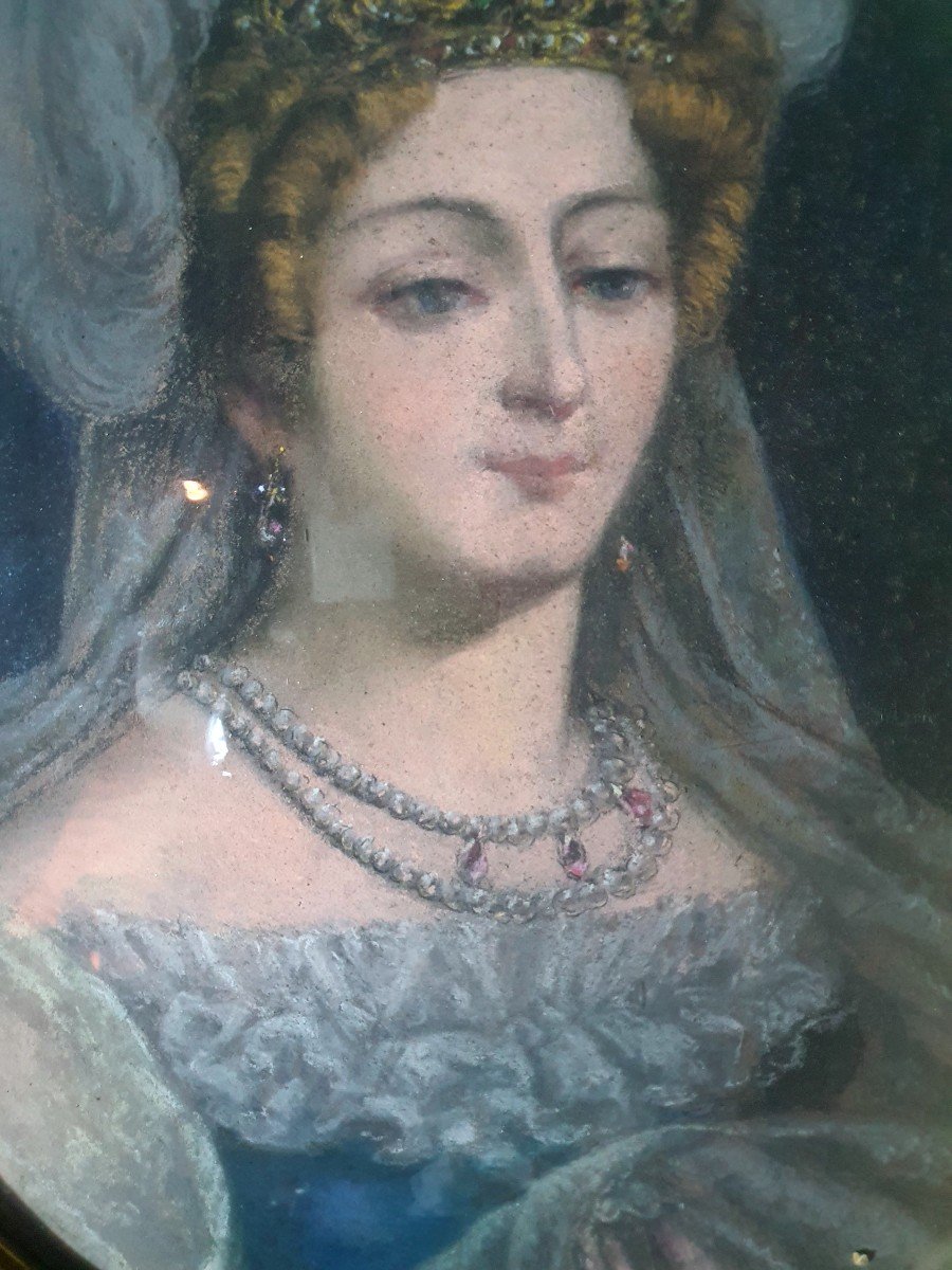 Pastel Portrait XVIII Siècle, Jeune Femme Princesse. -photo-4