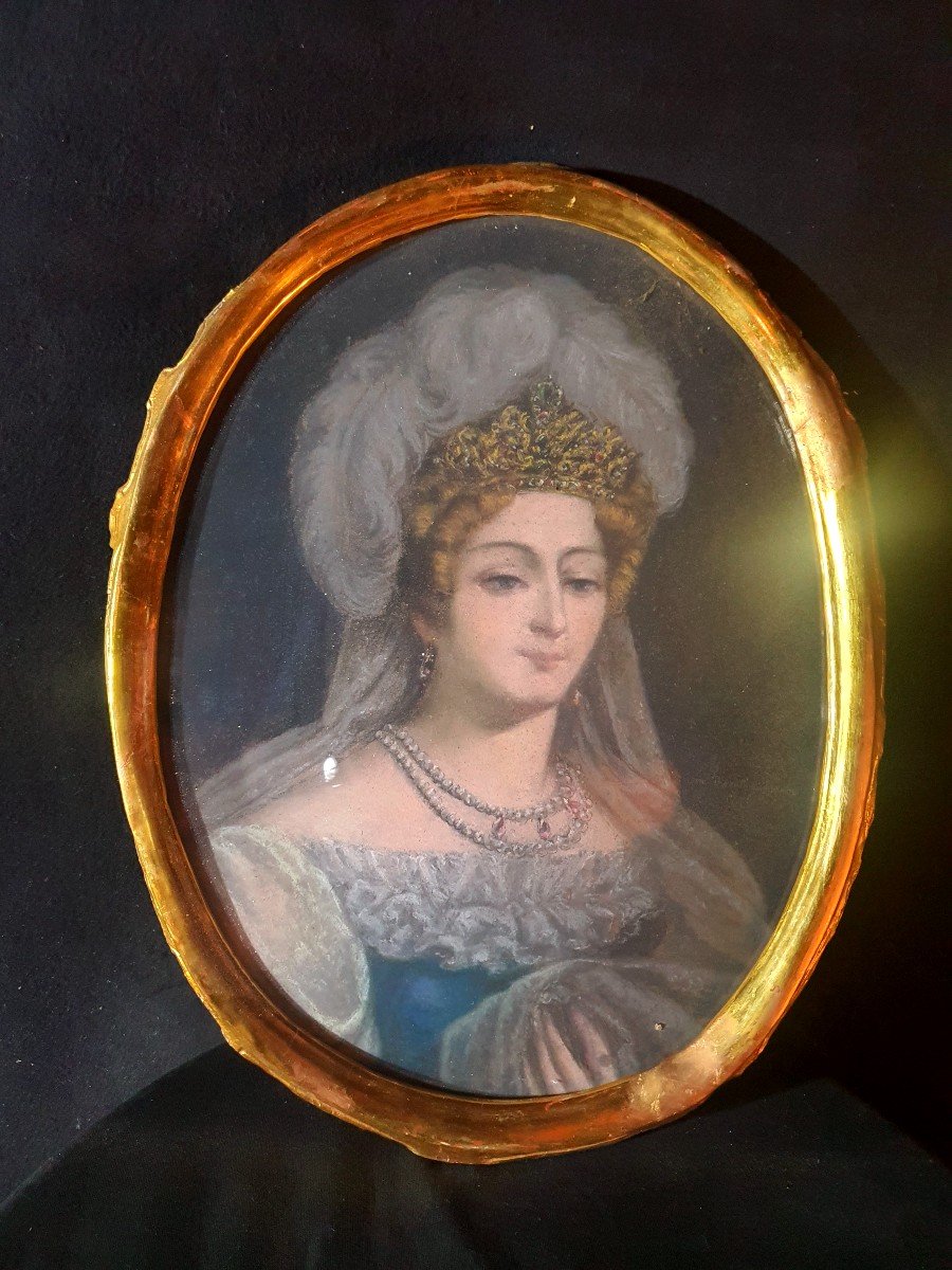 Pastel Portrait XVIII Siècle, Jeune Femme Princesse. -photo-2