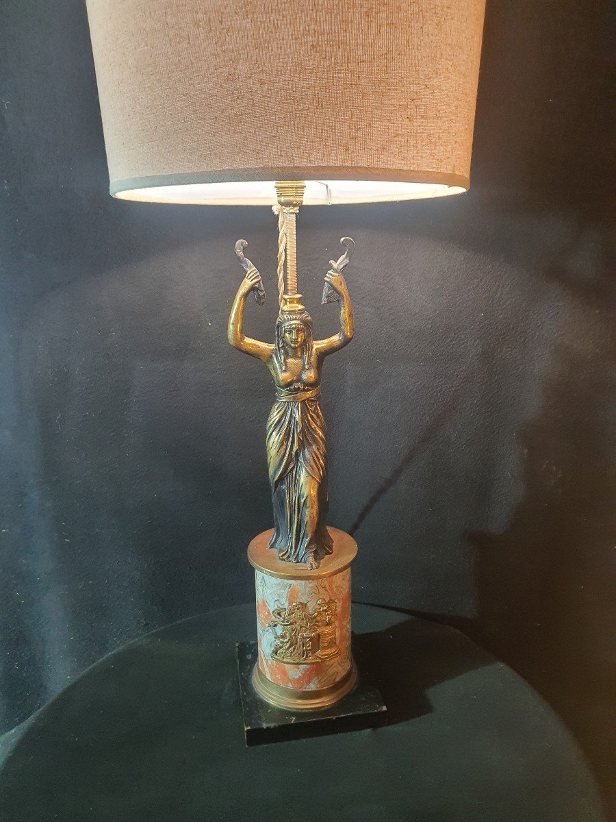 Bronze Caryatid Lamp Returning From Egypt.-photo-2