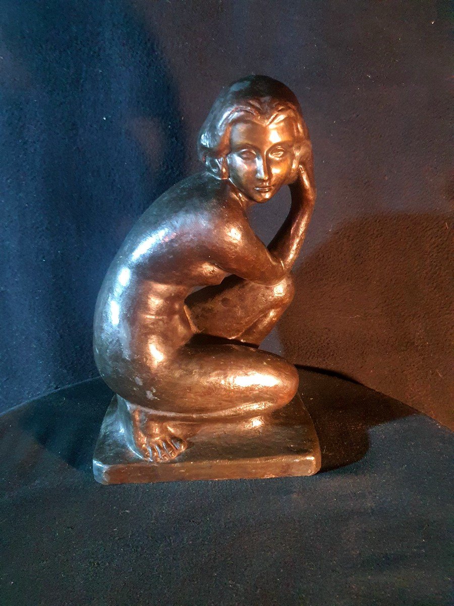 Bronze Sculpture Art Déco Nu Féminin école  Maillol ,Pujol.-photo-3